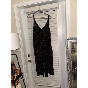 NATURAL LIFE Black Jumpsuit with Pink Floral Pattern